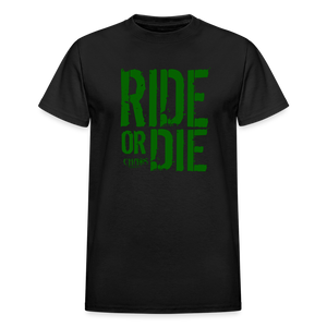 RIDE OR DIE T-SHIRT W/ GREEN LETTERING - black