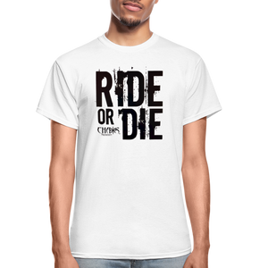 RIDE OR DIE T-SHIRT W/ BLACK LETTERING - white