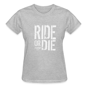 Ride Or Die Women's T-Shirt White Logo - heather gray
