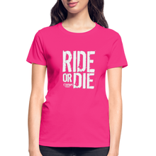 Ride Or Die Women's T-Shirt White Logo - fuchsia