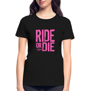 Ride Or Die Women's T-Shirt Pink Logo - black