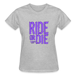Ride Or Die Women's T-Shirt Purple Logo - heather gray