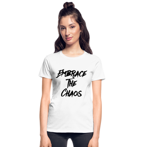 Embrace The Chaos Women's T-Shirt Black Logo - white