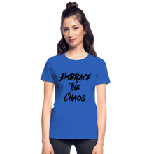 Embrace The Chaos Women's T-Shirt Black Logo - royal blue