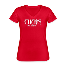 Women's White Chaos Logo V-Neck T-Shirt - red