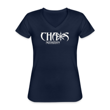 Women's White Chaos Logo V-Neck T-Shirt - navy