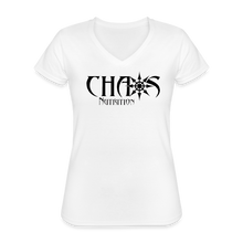 Women's Black Chaos Logo V-Neck T-Shirt - white