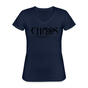 Women's Black Chaos Logo V-Neck T-Shirt - navy