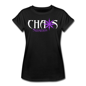 Chaos Nutrition - Premium Women's S/S Tee With Purple & White Logo - black