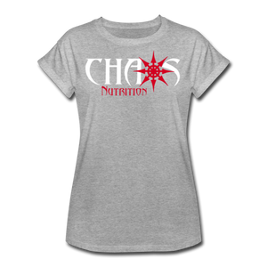 Chaos Fit-Wear - Premium Women's S/S Tee With Red & White Logo - heather gray