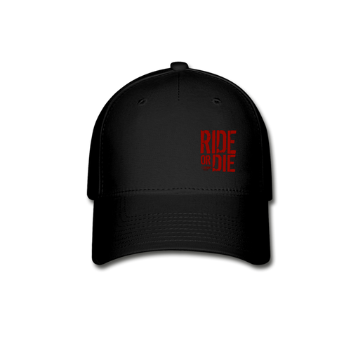 CHAOS FIT WEAR - RIDE OR DIE FLEX FIT HAT - BLACK WITH RED LOGO - black