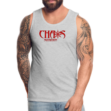CHAOS NUTRITION, Black Tank Top with Red Lettering - heather gray