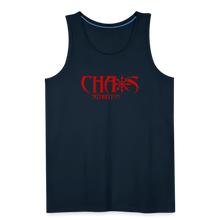 CHAOS NUTRITION, Black Tank Top with Red Lettering - deep navy