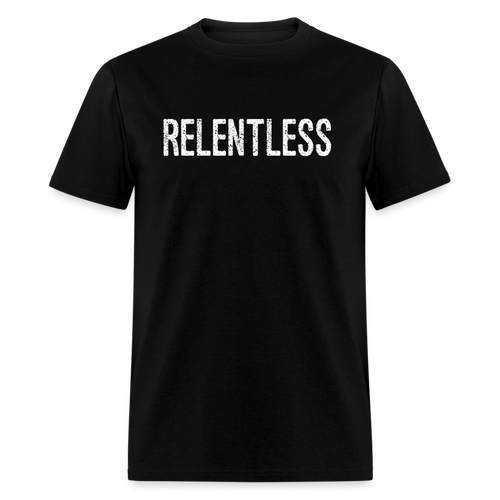 RELENTLESS T-SHIRT with WHITE LETTERING - black
