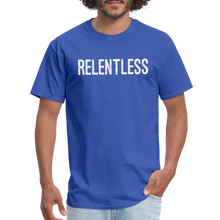 RELENTLESS T-SHIRT with WHITE LETTERING - royal blue