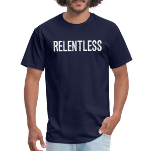 RELENTLESS T-SHIRT with WHITE LETTERING - navy