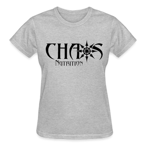 OG Chaos Nutrition Logo Women's T-Shirt with Black Lettering - heather gray