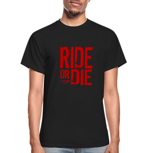 RIDE OR DIE - T-SHIRT with RED LOGO - black