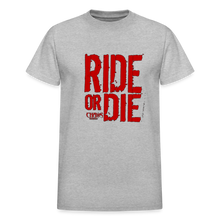 RIDE OR DIE - T-SHIRT with RED LOGO - heather gray