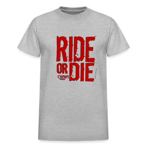 RIDE OR DIE - T-SHIRT with RED LOGO - heather gray
