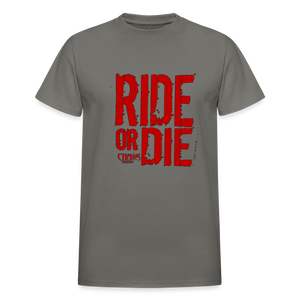 RIDE OR DIE - T-SHIRT with RED LOGO - charcoal