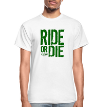 RIDE OR DIE T-SHIRT W/ GREEN LETTERING - white