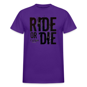 RIDE OR DIE T-SHIRT W/ BLACK LETTERING - purple