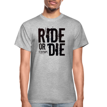 RIDE OR DIE T-SHIRT W/ BLACK LETTERING - heather gray