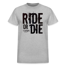 RIDE OR DIE T-SHIRT W/ BLACK LETTERING - heather gray