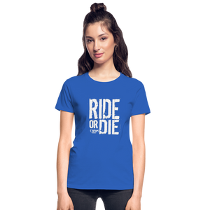 Ride Or Die Women's T-Shirt White Logo - royal blue