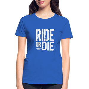 Ride Or Die Women's T-Shirt White Logo - royal blue
