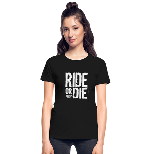 Ride Or Die Women's T-Shirt White Logo - black