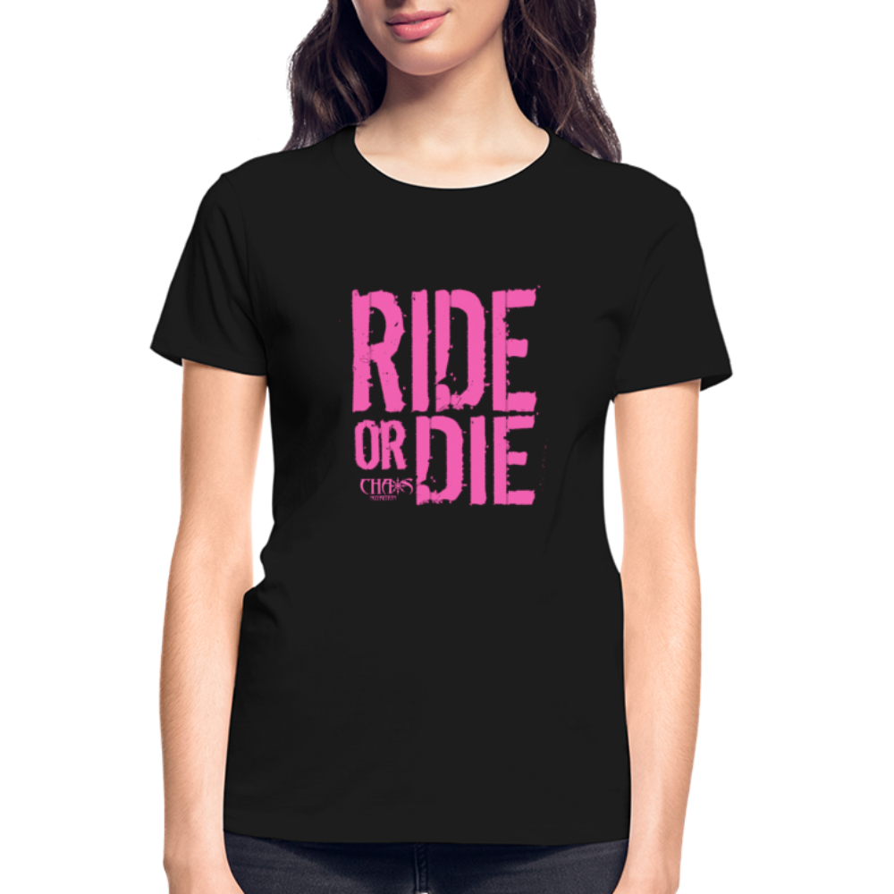 Ride Or Die Women's T-Shirt Pink Logo - black