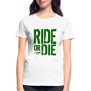 Ride Or Die Women's T-Shirt Green Logo - white