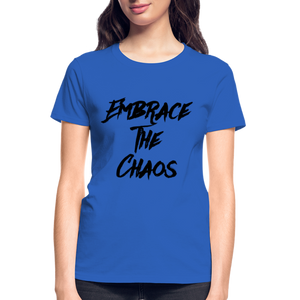 Embrace The Chaos Women's T-Shirt Black Logo - royal blue