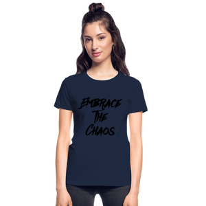 Embrace The Chaos Women's T-Shirt Black Logo - navy