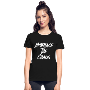 Embrace The Chaos Women's T-Shirt White Logo - black
