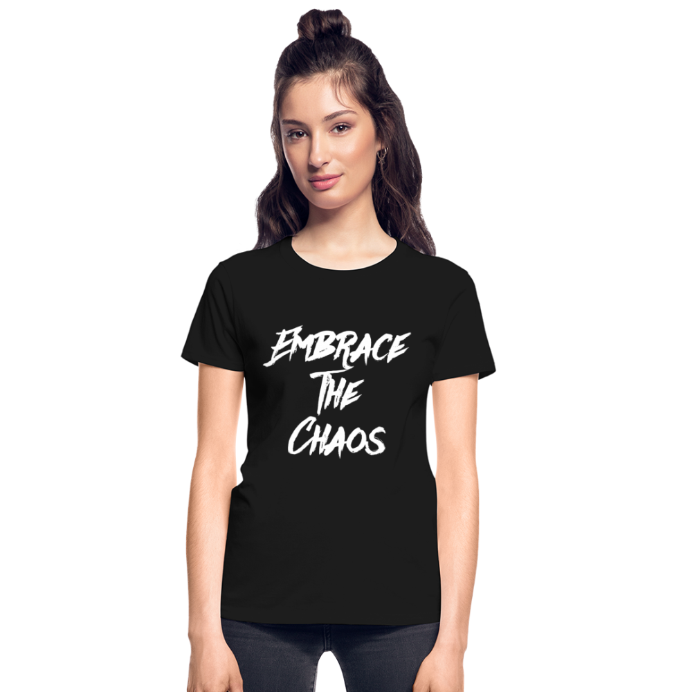 Embrace The Chaos Women's T-Shirt White Logo - black