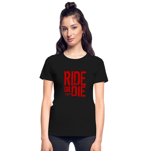 Ride Or Die Women's T-Shirt Red Logo - black