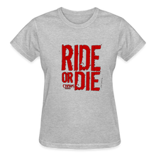 Ride Or Die Women's T-Shirt Red Logo - heather gray
