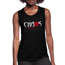 Chaos Nutrition, Women's Muscle T-Shirt with White and Red Lettering - black