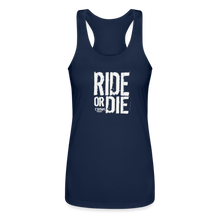 Ride Or Die White Logo Women’s Racer Back Tank Top - navy
