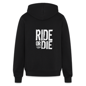 Ride Or Die Logo Unisex Full Zip Hoodie - black