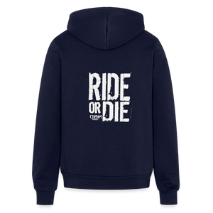 Ride Or Die Logo Unisex Full Zip Hoodie - navy