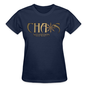 OG Chaos Nutrition Logo Women's T-Shirt with Gold Logo - navy
