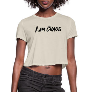 I AM CHAOS - WOMEN'S CROPPED T-SHIRT - BLACK LETTERING - dust