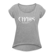 Chaos Nutrition Logo White Women's Roll Cuff T-Shirt - heather gray