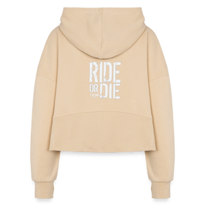 Women's Ride Or Die Half Zip Cropped Hoodie - nude