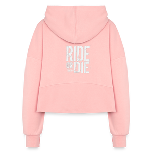 Women's Ride Or Die Half Zip Cropped Hoodie - light pink