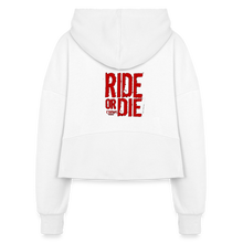 Women's Ride Or Die Half Zip Cropped Hoodie - white
